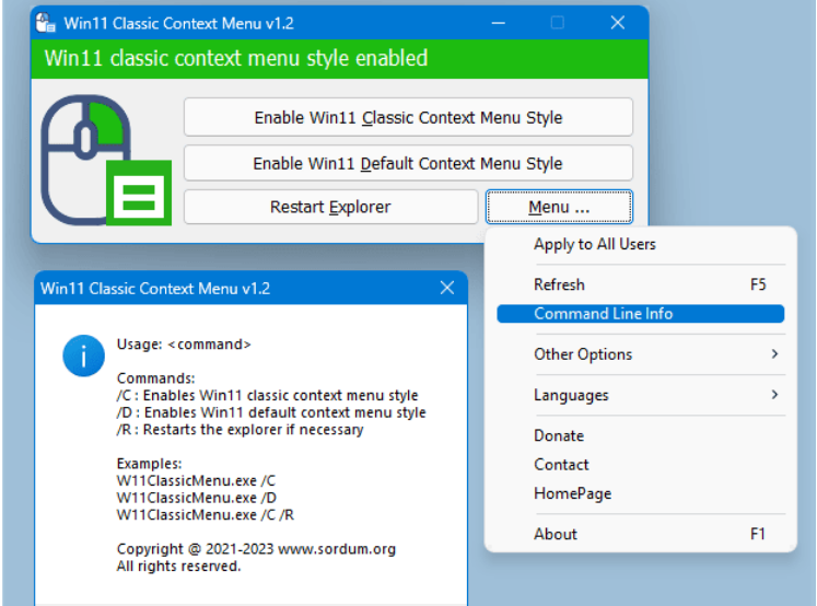 Win 11 恢复经典右键菜单工具Windows 11 Classic Context Menu