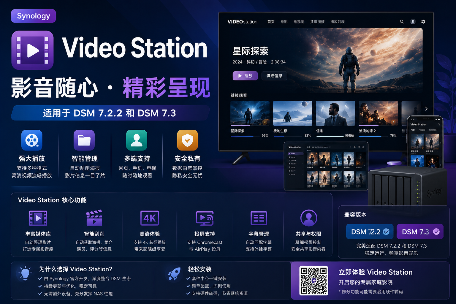 适用于 DSM 7.2.2 和 DSM 7.3 的 Video Station-CIK