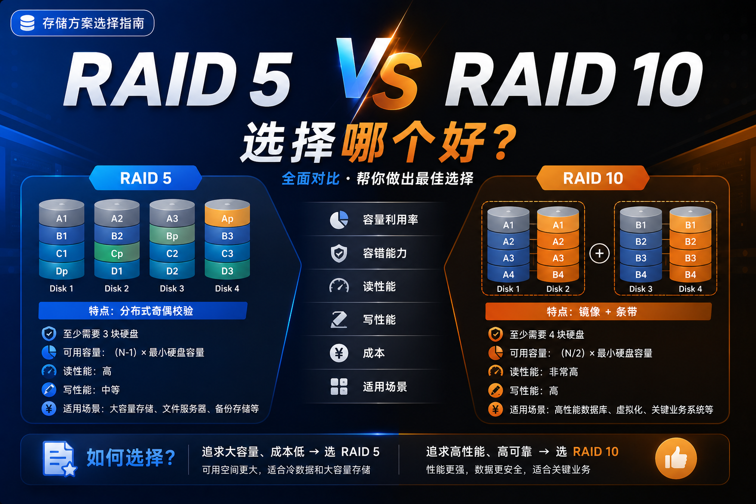 RAID 5 vs RAID 10，选择哪个好？-CIK