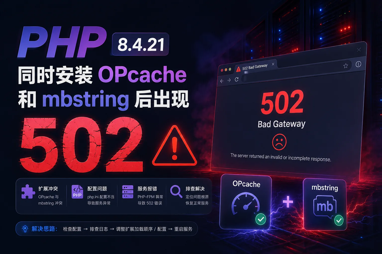 PHP 8.4.21同时安装 OPcache 和 mbstring 后出现 502-Cik