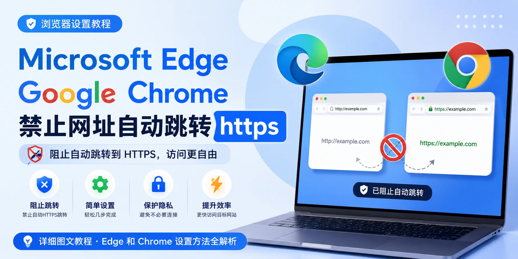 Microsoft EdgeGoogle Chrome禁止网址自动跳转https-Cik